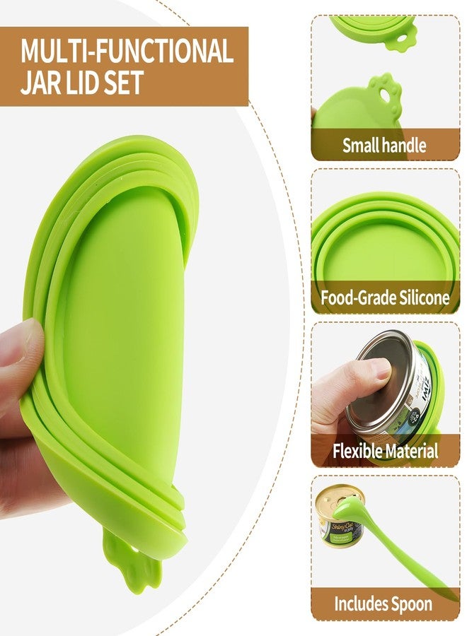 Creztail 4-Pack Pet Food Can Lids, Silicone Dog Food Lids for Cans, Universal Wet Cat Food Lid Covers, Leakproof Reusable Plastic Can Covers, One Fits 3 Standard Sizes with Matching Scoops, Multicolored - Image 3